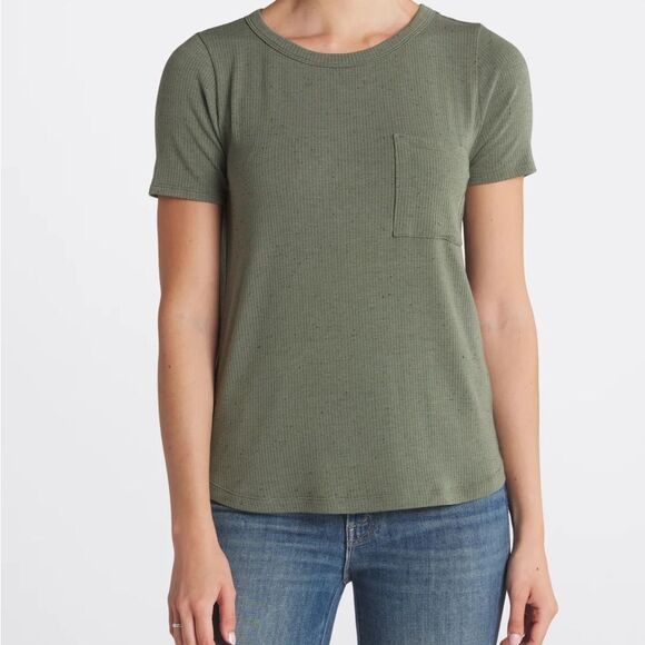 PINK CLOVER
Anaisha Short Sleeve Knit Top dark green sz L nwt - Picture 1 of 7